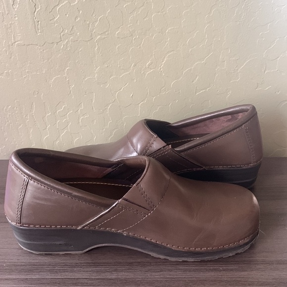 Lands End Brown Leather Slip On Slip Resistant Professional Clogs‎ Shoes Size 10 - Picture 7 of 9